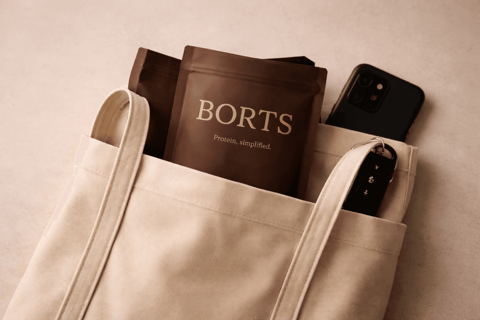 BORTS packs in a tote bag — ready to go